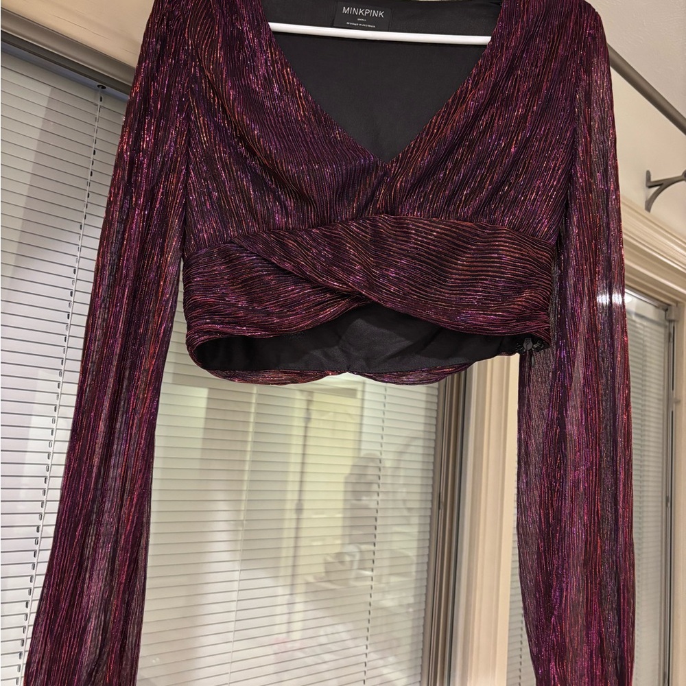MINKPINK Women's Shimmering Purple Crop Top